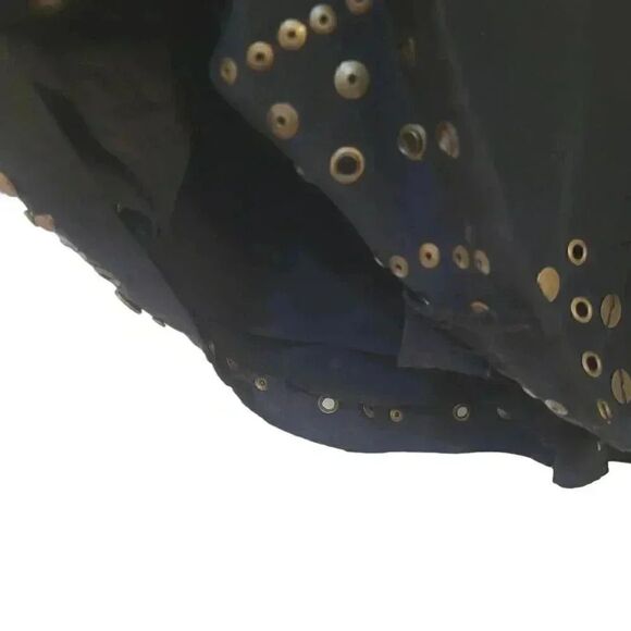 Central Park West Women's Black 100% Silk Studded Mini Skirt - Picture 2 of 8